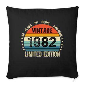 Vintage 1982 42 Years Old 42th Birthday Limited - Housse de coussin décorative 45 x 45 cm - noir - Devant