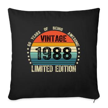 Vintage 1988 36 Years Old 36th Birthday Limited - Housse de coussin décorative 45 x 45 cm - noir - Devant