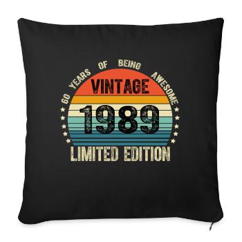 Vintage 1989 35 Years Old 39th Birthday Limited - Housse de coussin décorative 45 x 45 cm - noir - Devant