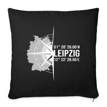 Koordinaten Leipzig - Sofakissenbezug 45 x 45 cm - Schwarz - Vorne