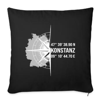 Koordinaten Konstanz - Sofakissenbezug 45 x 45 cm - Schwarz - Vorne