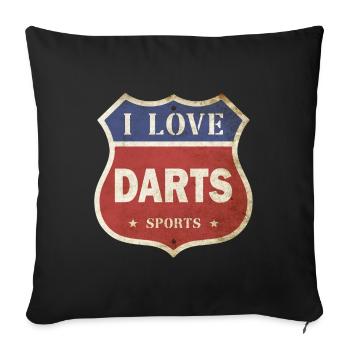 I Love Darts Dart Player Vintage Shield Route - Sofa pillowcase 17,3'' x 17,3'' (45 x 45 cm) - black - Front