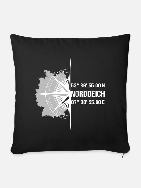 Koordinaten Norddeich - Sofakissenbezug 45 x 45 cm - Schwarz