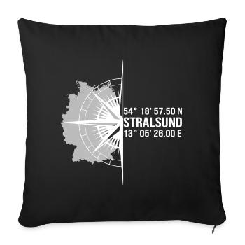 Koordinaten Stralsund - Sofakissenbezug 45 x 45 cm - Schwarz - Vorne