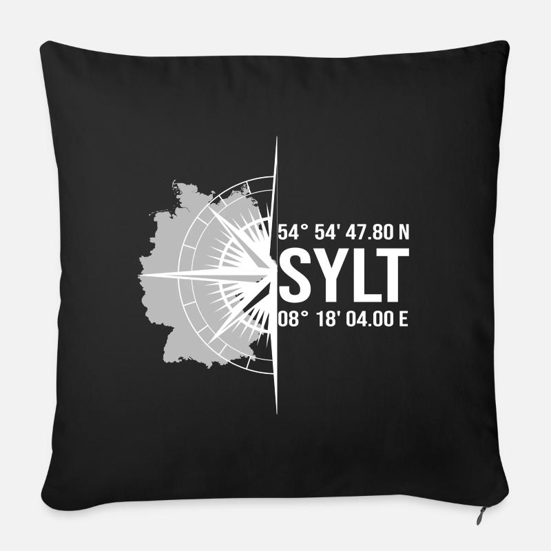 Koordinaten Sylt - Sofakissenbezug 45 x 45 cm - Schwarz