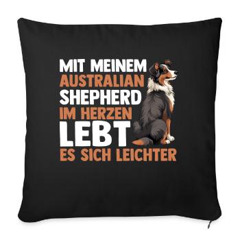 Australian Shepherd Hund Aussie - Sofakissenbezug 45 x 45 cm - Schwarz - Vorne