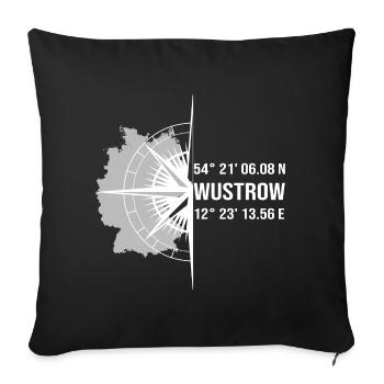 Koordinaten Wustrow - Sofakissenbezug 45 x 45 cm - Schwarz - Vorne