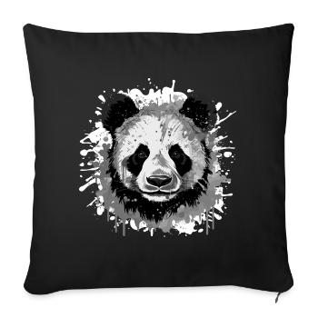 Tête de Panda Portrait Animal - Housse de coussin décorative 45 x 45 cm - noir - Devant