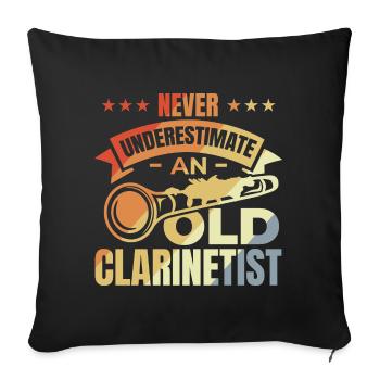 Never underestimate old clarinetists - Sofa pillowcase 17,3'' x 17,3'' (45 x 45 cm) - black - Front