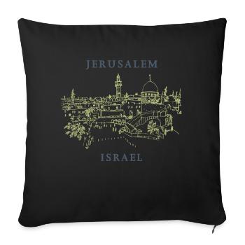 Jérusalem Tel Aviv Israël Tsahal Juda juif - Housse de coussin décorative 45 x 45 cm - noir - Devant