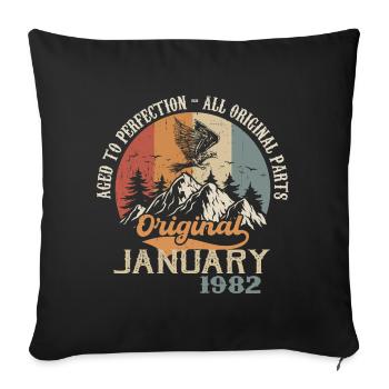 42 ans de grandeur depuis janvier 1982 - Housse de coussin décorative 45 x 45 cm - noir - Devant