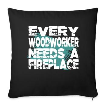 Casque de sécurité outils blagues sur les arbres - Housse de coussin décorative 45 x 45 cm - noir - Devant