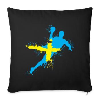 Équipe de handball Suède Lancer Explosion EC Logo icône - Housse de coussin décorative 45 x 45 cm - noir - Devant