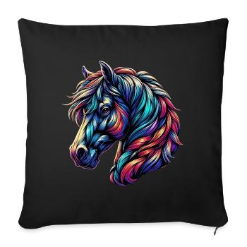 Cheval - Housse de coussin décorative 45 x 45 cm - noir - Devant