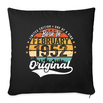 Né en février 1952 - cadeau d'anniversaire - Housse de coussin décorative 45 x 45 cm - noir - Devant