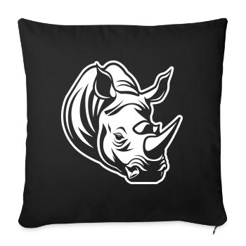 Nashorn Kopf - Sofakissenbezug 45 x 45 cm - Schwarz - Vorne