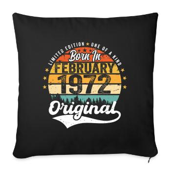 Né en février 1972 - cadeau d'anniversaire - Housse de coussin décorative 45 x 45 cm - noir - Devant