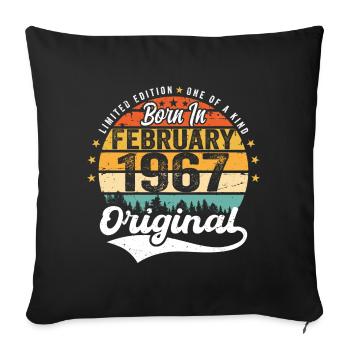 Né en février 1967 - cadeau d'anniversaire - Housse de coussin décorative 45 x 45 cm - noir - Devant