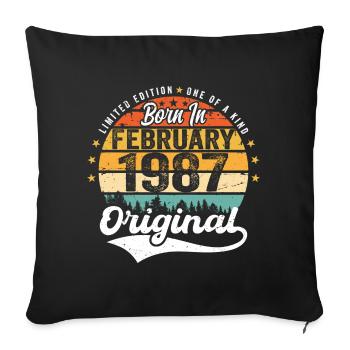 Né en février 1987 - cadeau d'anniversaire - Housse de coussin décorative 45 x 45 cm - noir - Devant