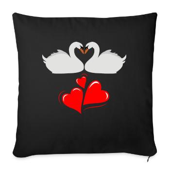 Swan love - Sofa pillowcase 17,3'' x 17,3'' (45 x 45 cm) - black - Front