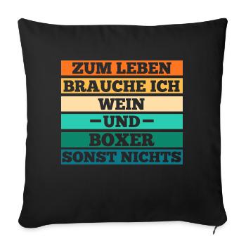 Hund Wein Deutscher Boxer - Sofakissenbezug 45 x 45 cm - Schwarz - Vorne