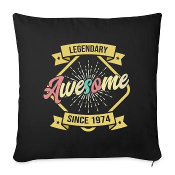 Vintage 1974 Birthday Legend - Sofa pillowcase 17,3'' x 17,3'' (45 x 45 cm) - black - Front
