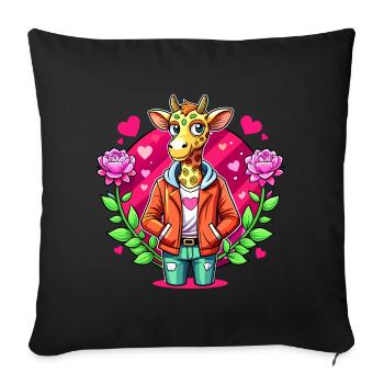 Giraffe Parade: Cool Giraffe - Sofa pillowcase 17,3'' x 17,3'' (45 x 45 cm) - black - Front
