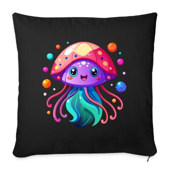 Cute Jellyfish - Sofa pillowcase 17,3'' x 17,3'' (45 x 45 cm) - black - Front