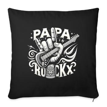 papa rockx fête des pères papa cadeau papa papa - Housse de coussin décorative 45 x 45 cm - noir - Devant