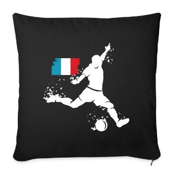Joueur de football Blast France - Housse de coussin décorative 45 x 45 cm - noir - Devant