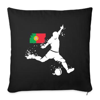 Icône du joueur de football Blast Portugal - Housse de coussin décorative 45 x 45 cm - noir - Devant