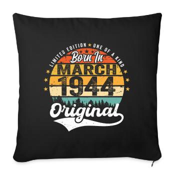 Mars 1944 Vintage Vintage Rétro Anniversaire 1944 - Housse de coussin décorative 45 x 45 cm - noir - Devant