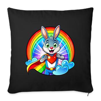 Superhero Bunny - Sofa pillowcase 17,3'' x 17,3'' (45 x 45 cm) - black - Front