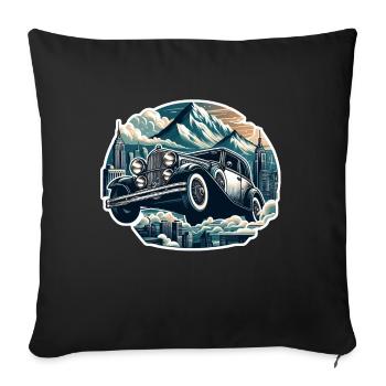 Vintage American and Sports Car - Sofa pillowcase 17,3'' x 17,3'' (45 x 45 cm) - black - Front