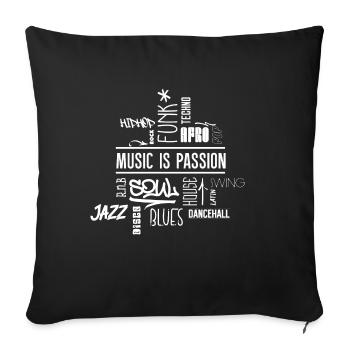 Music is passion - Wordcloud (white) - Sofa pillowcase 17,3'' x 17,3'' (45 x 45 cm) - black - Front