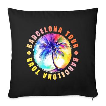 Visite de Barcelone colorée - Housse de coussin décorative 45 x 45 cm - noir - Devant
