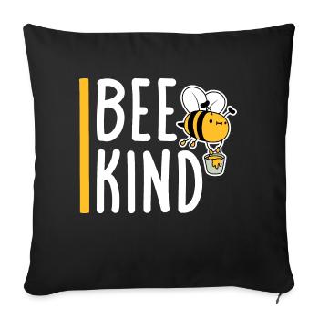 Be Kind Cute Honey Kindness Bee Love Inspirational - Sofa pillowcase 17,3'' x 17,3'' (45 x 45 cm) - black - Front