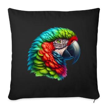 Perroquet - Housse de coussin décorative 45 x 45 cm - noir - Devant