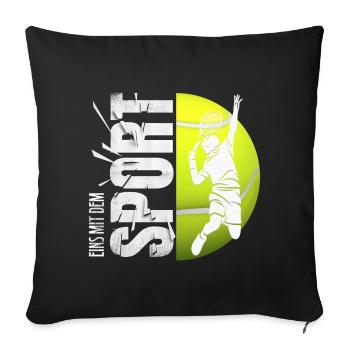 Eins mit dem Sport - Tennis - Sofakissenbezug 45 x 45 cm - Schwarz - Vorne