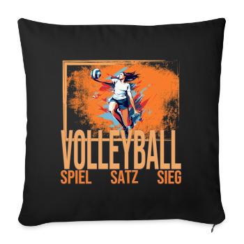 Spiel - Satz - Sieg - Volleyball - Sofakissenbezug 45 x 45 cm - Schwarz - Vorne