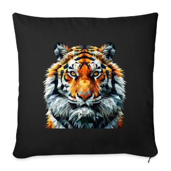 Geometric Lion Head Art Print - Sofa pillowcase 17,3'' x 17,3'' (45 x 45 cm) - black - Front
