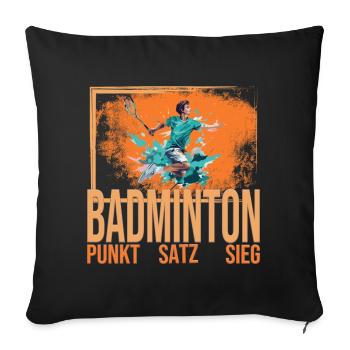 Punkt - Satz - Sieg - Sofakissenbezug 45 x 45 cm - Schwarz - Vorne