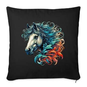 Horse - Sofa pillowcase 17,3'' x 17,3'' (45 x 45 cm) - black - Front
