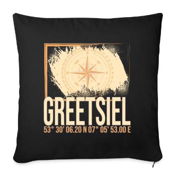Greetsiel Koordinaten - Sofakissenbezug 45 x 45 cm - Schwarz - Vorne