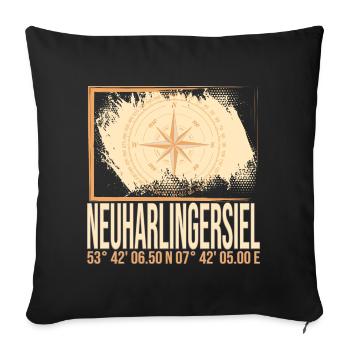 Neuharlingersiel Koordinaten - Sofakissenbezug 45 x 45 cm - Schwarz - Vorne