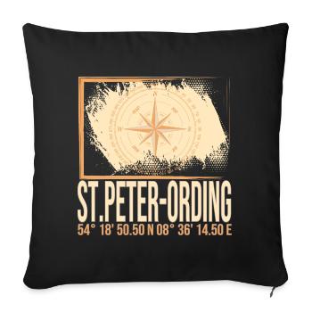 St Peter Ording Koordinaten - Sofakissenbezug 45 x 45 cm - Schwarz - Vorne