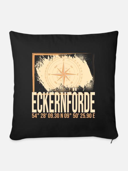 Eckernförde Koordinaten - Sofakissenbezug 45 x 45 cm - Schwarz