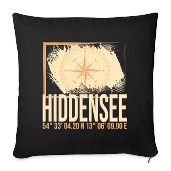 Hiddensee Koordinaten - Sofakissenbezug 45 x 45 cm - Schwarz - Vorne