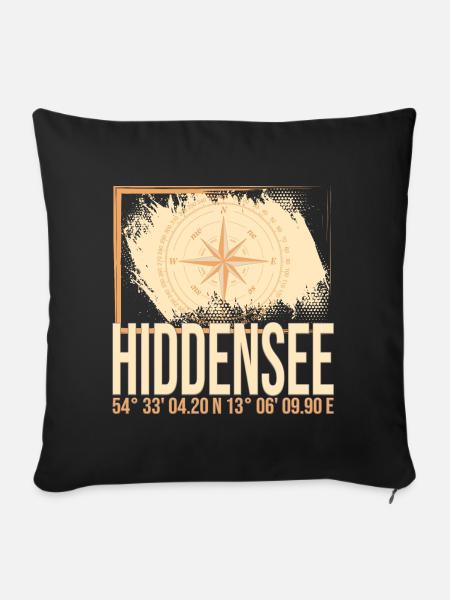 Hiddensee Koordinaten - Sofakissenbezug 45 x 45 cm - Schwarz