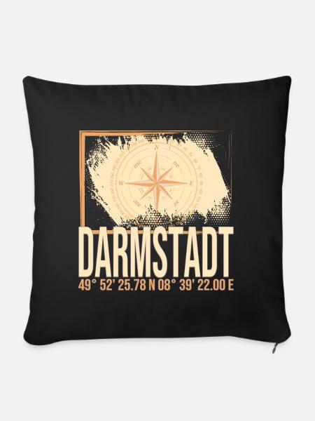 Darmstadt Koordinaten - Sofakissenbezug 45 x 45 cm - Schwarz
